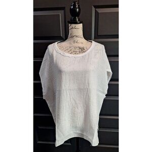 NWT Tahari Woman Sugar White Linen Pullover Blouse/Size 3X